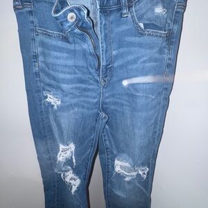 American Eagle Outfitters Blue Distressed Skinny Jeans